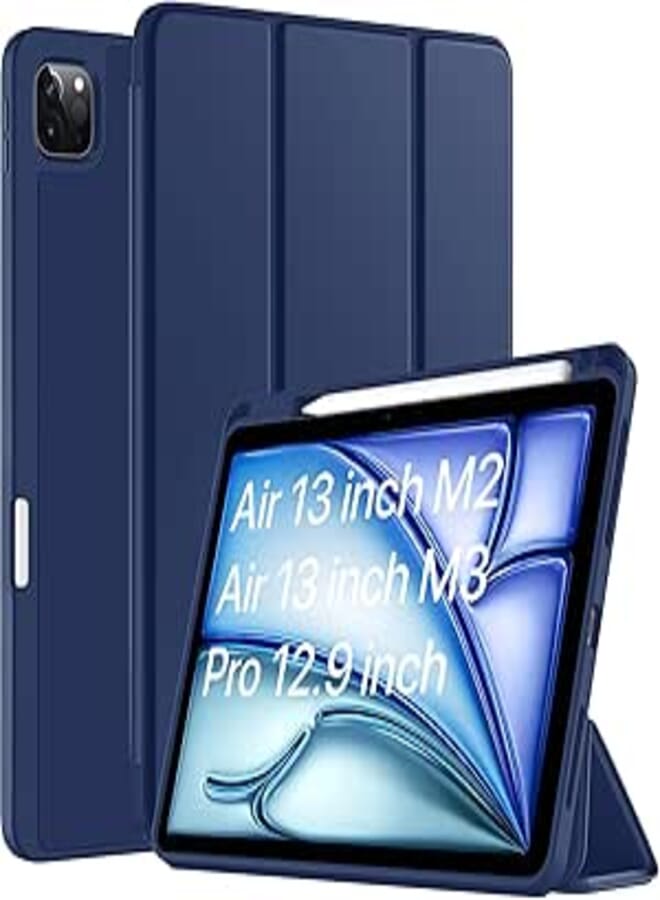 Robustrion Cover for iPad Air 13 inch M3/M2 (2025/2024) Cover Case/for iPad Pro 12.9 inch with Pencil Holder, Case Cover for iPad Air 13 inch [Auto Sleep Wake Support] - Navy